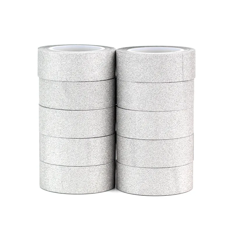 Высокое качество 10 шт./лот милые серебряные однотонные блестящие ленты Васи DIY