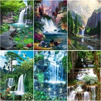 chenistory frame diy paint by numbers kits acrylic wall art home decors waterfall modern coloring by numbers for diy gift 60x75c