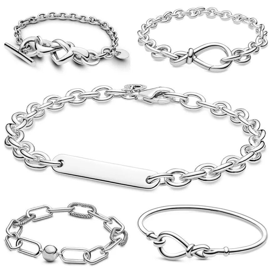 

Authentic 925 Sterling Silver Me Link Snake Chain Pattern Circular Clasp Bracelets Bangle Fit Women Bead Charm Fashion Jewelry