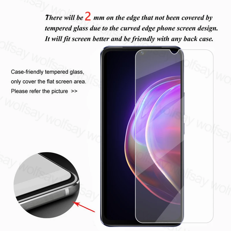 Protector de pantalla transparente 2.5D para Vivo V21, vidrio templado 9H, pel&iacute;cula protectora de tel&eacute;fono para Vivo V21 V21e V21 5G-1