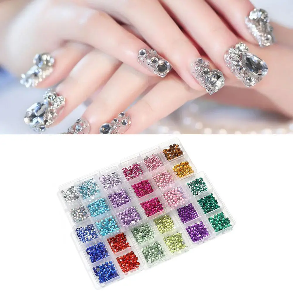 

Crystal Nail Art Flat Color Mixed Shape Diamond Net Red Jewelry 6 Grid Nail Jewelry Sticker Diamond DIY Nail Jewelry