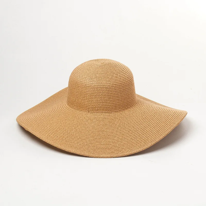 

шапка Summer Solid Color Straw Hat Women Big Wide Brim Beach Hat Simple Foldable Travel Sun Hat Sunscreen UV Resistant Panama