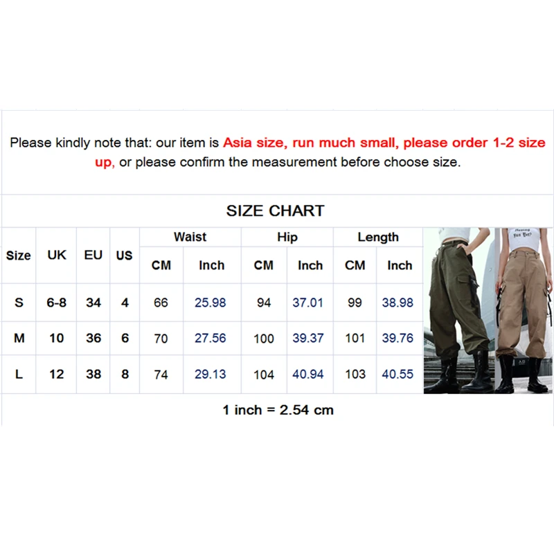 

Women Loose Causal Trousers Costume High Waist Chain Combat Cargo High Waist Harem Hip Hop Outdoor Military Pocket Pants