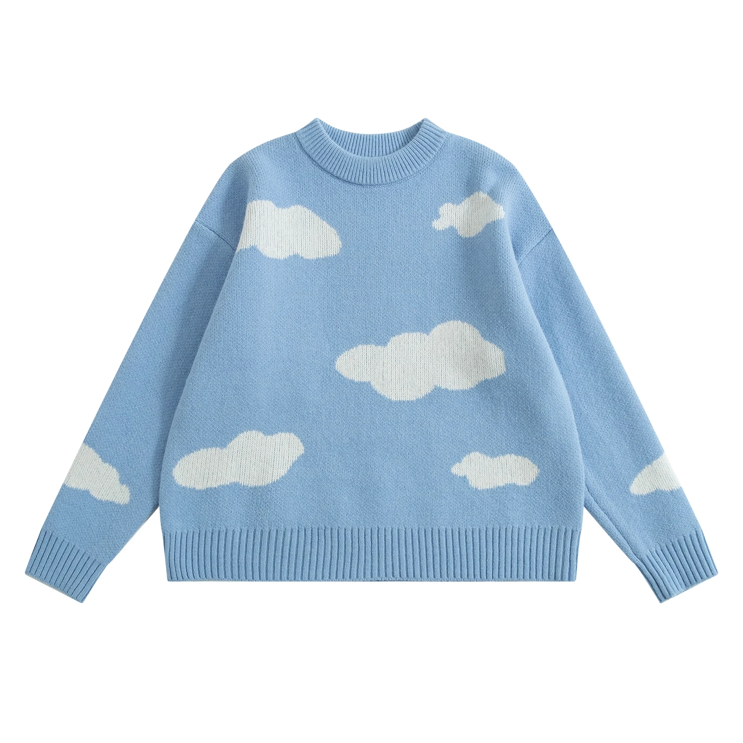 

Bebobsons Autumn Winter New Design Blue Sky And White Clouds Soft Thicken Women Pullover Knit Tops Ladies Sweaters Long Sleeve