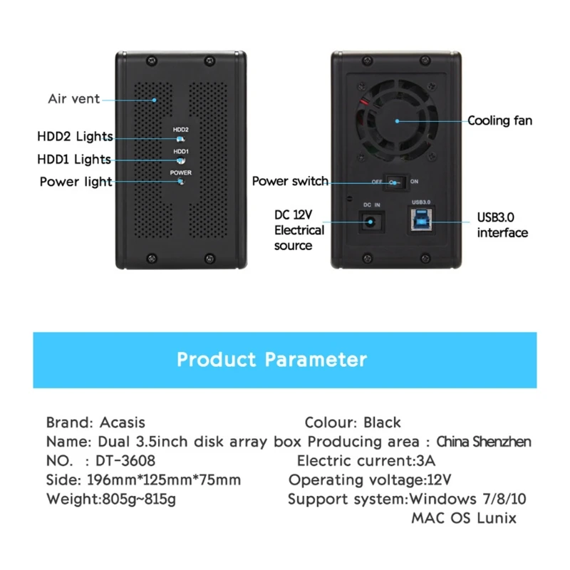 Чехол для жесткого диска Acasis с несколькими портами SATA Usb 3 0 корпус SSD 5 дюйма