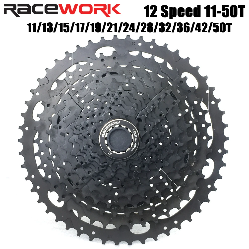 Racework Mountain Bike Card Flywheel 12 Speed 50 / 52T Big Tooth Modified Climbing Gear Black 12v Cassette Mountain Bike Parts