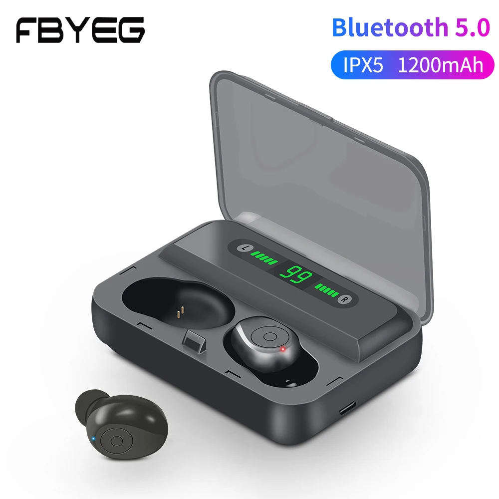 Беспроводная Bluetooth гарнитура F9 TWS Hi Fi стереонаушники спортивные
