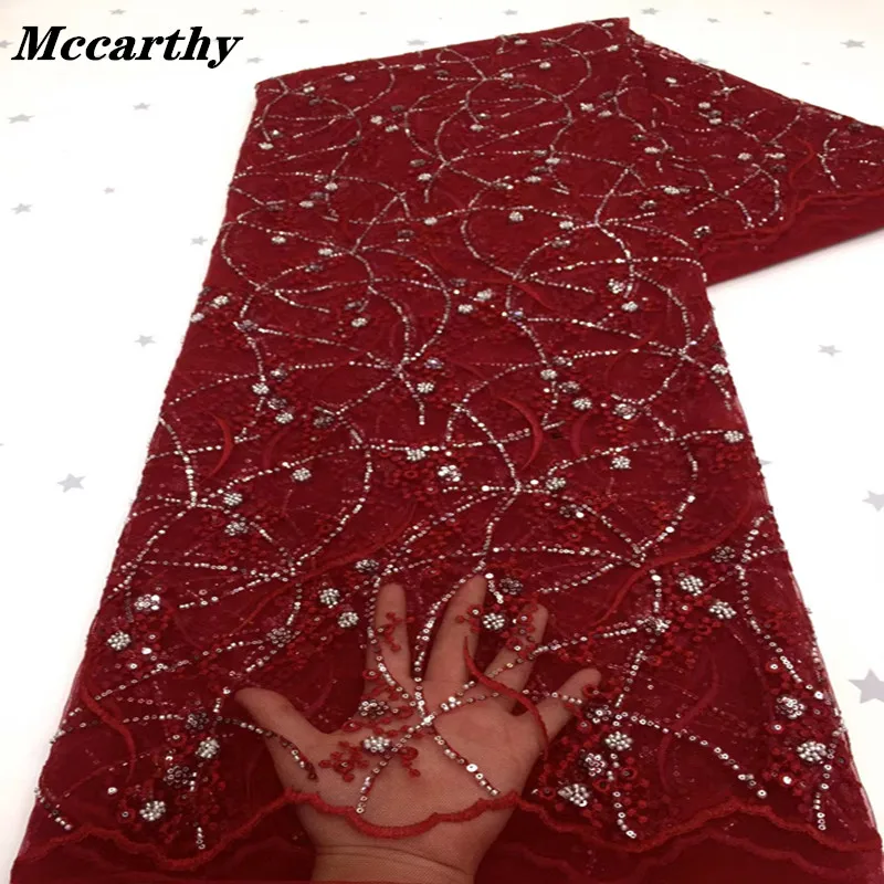 

Mccarthy African lace fabric 2021 High Quality Embroidered Sequins Dragonfly Lace french Tulle Lace Fabric For Nigeria Party