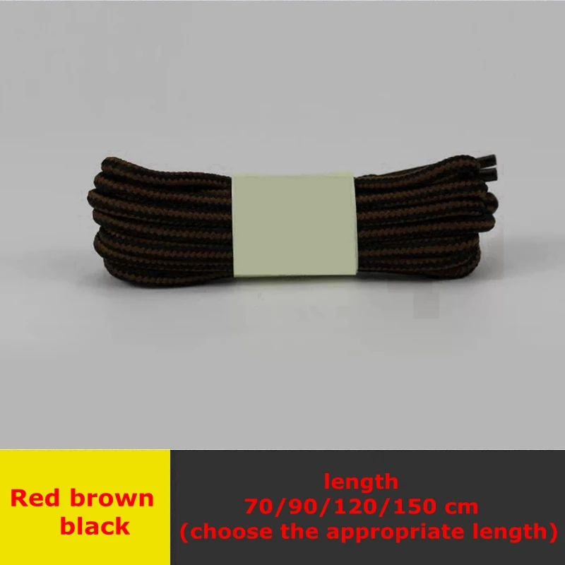 Red brown black 1 пара, полосатые двухцветные шнурки для обуви, круглые шнурки, Уличная обувь для отдыха, шнурки унисекс, высококачественные кожаные ботинки, шнурки - Цвет: Red brown black