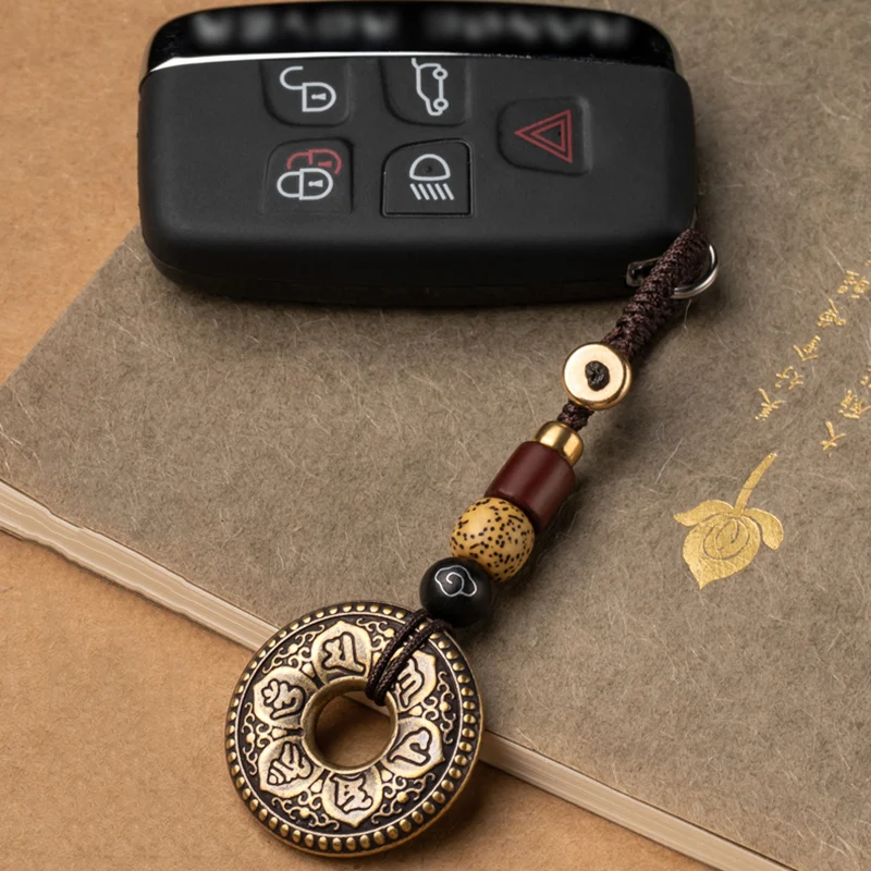 Буддистская мантра подвеска петли для брелка из чистой латуни счастливый круг