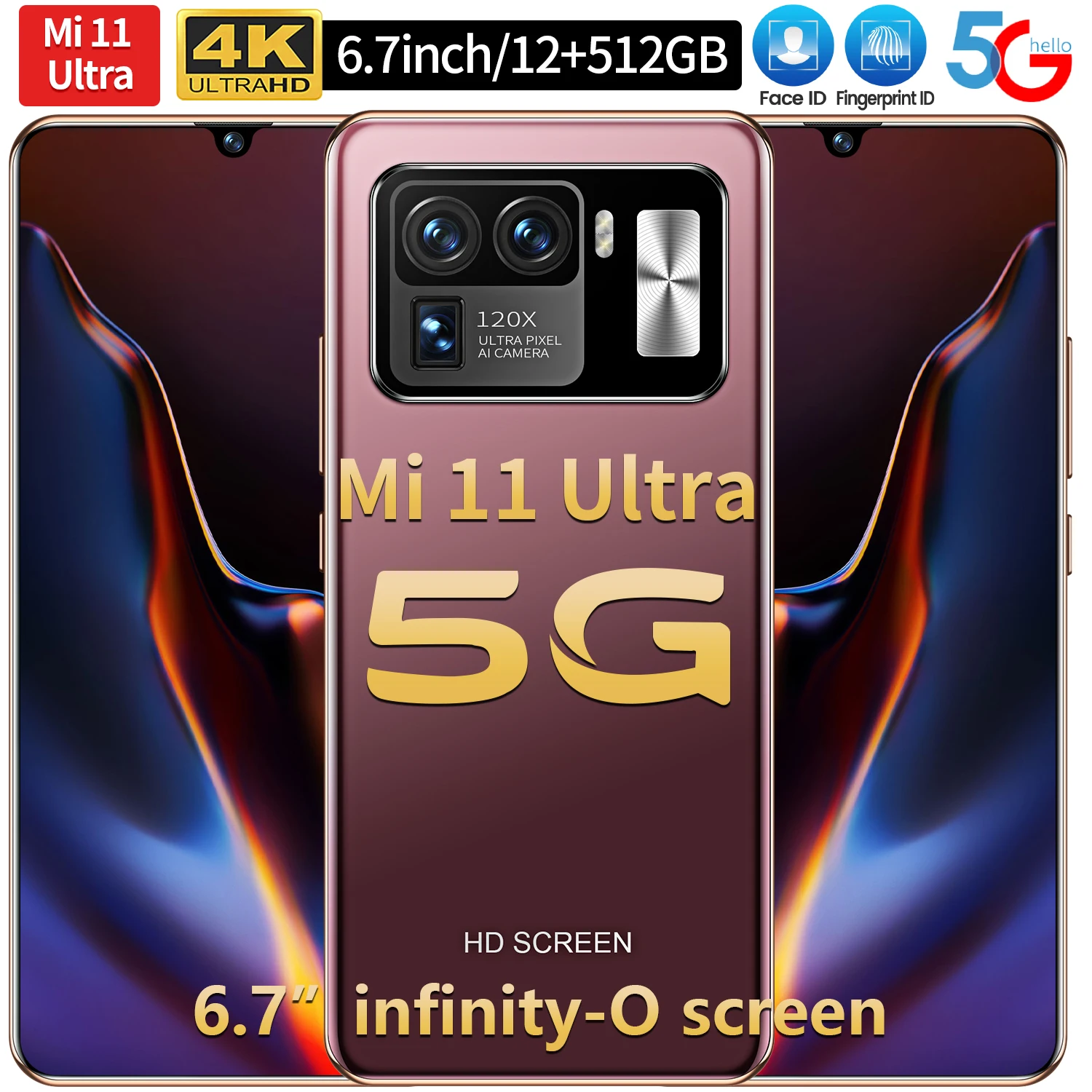 

Mi11Ultra Newest Smartphone Global Version 6.7''12 512GB Full Screen 6000mAh HD camera Face Fingerprint Unlock Mobile Phone