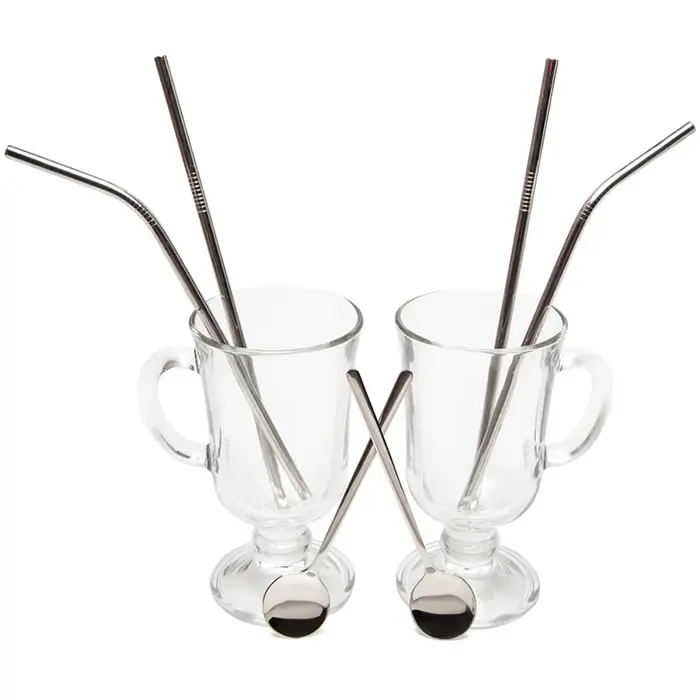 Набор из двух кружек с ложкой и трубочками MaxxMalus “Irish Cofe“ цвет серебро |