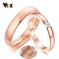 vnox his and her free custom engraving name wedding anniversary date rings for women man 585 rose gold tone love promise gifts