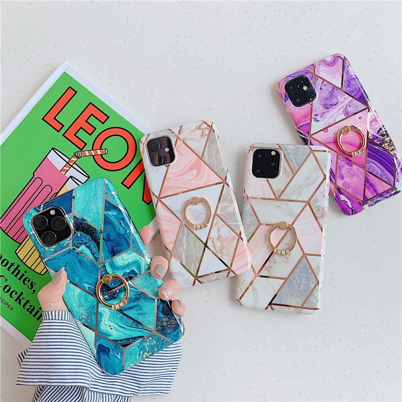 

Geometric Marble Texture Phone Case For iPhone 11 case soft IMD Electroplated Cover For iPhone XR XS MAX 7 8 6s Plus Coque capa