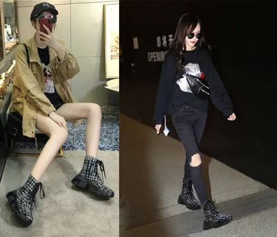 

Winter Boots Thick-soled Plus Velvet Women Leather Sports Soft-soled Lace-up Martin Boots Casual Straps Comfotable Shoes