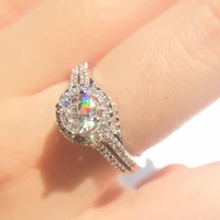 moissanite ring 925 silver excellent flower cut 2ct diamond vvs six pawls charming engagement gift gemstone rings for women