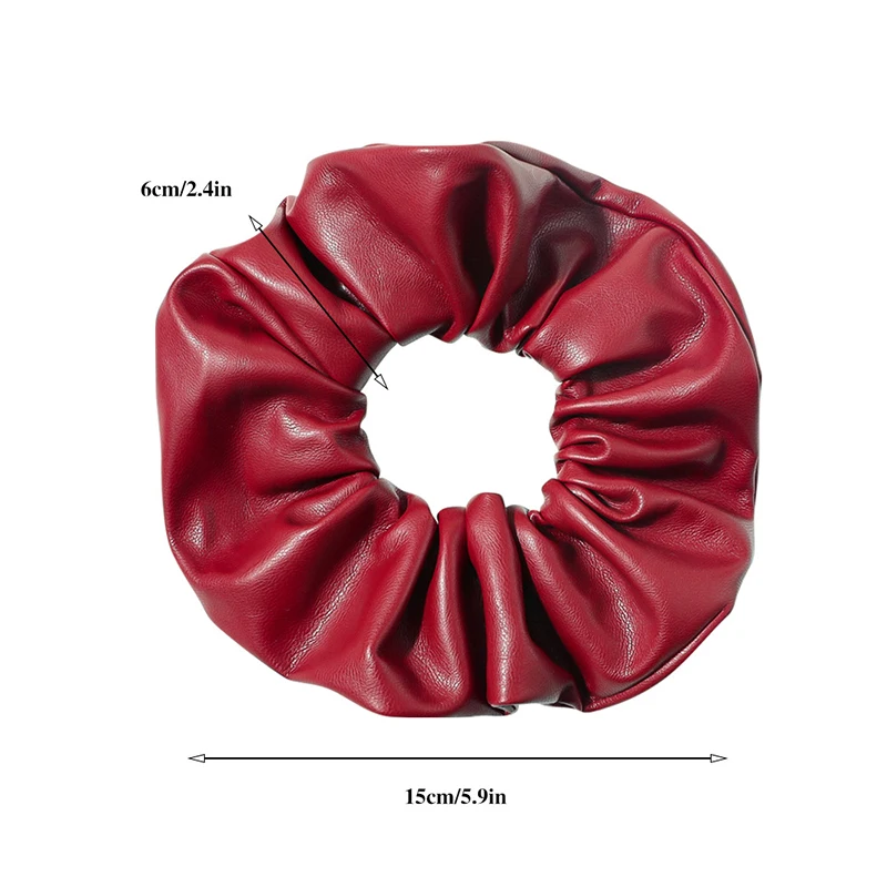 

Oversized Hair Scrunchies Elastic Hair Bands Solid Color Hair Tie PU Hair Ring Soft Leather Hair Rope Hair Accessories For Women