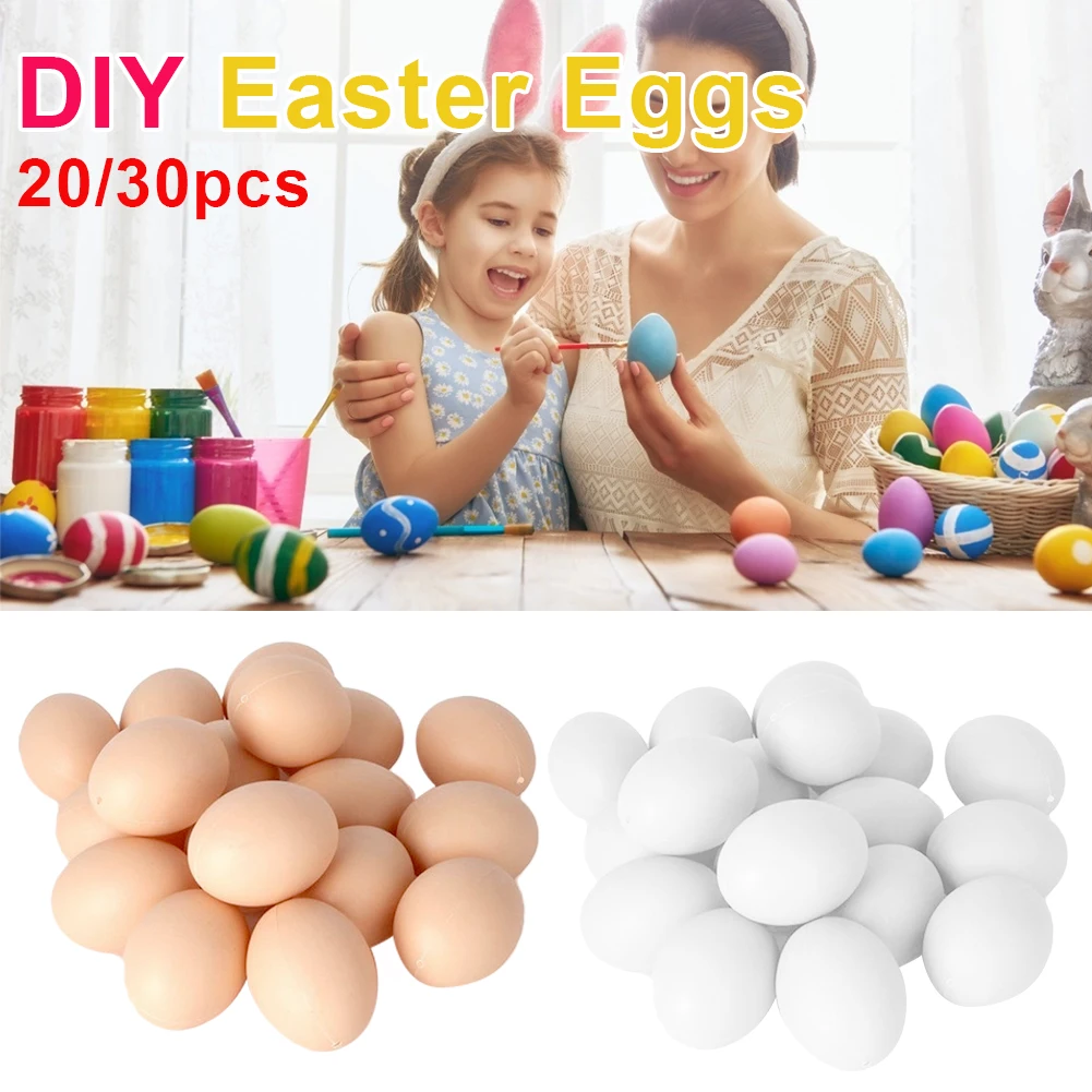 

20/30pcs Hatching Egg Hen Poultry Hatch Breeding Simulation Fake Plastic Artificial Eggs DIY Painting Easter Egg Educational Toy