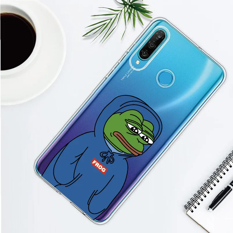 Мемы грустно лягушка чехол для телефона Huawei Honor Mate 10 20 Nova P20 P30 P40 P Smart поверхностью