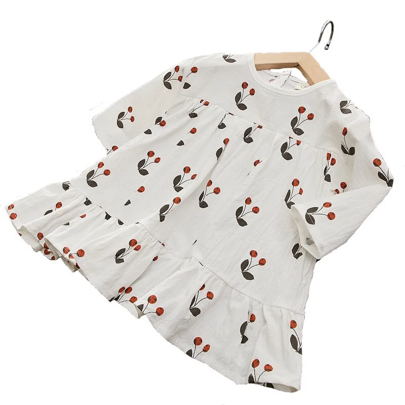 2020 весеннее Повседневное платье из 100 хлопка для маленьких девочек с длинными