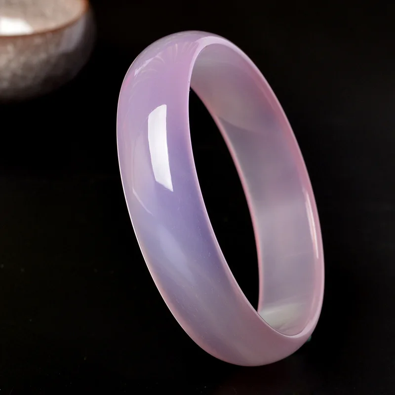 

Send certificate Natural agate ice bottom 54-62mm light pink bracelet Elegant princess bracelet Send mother to girlfriend