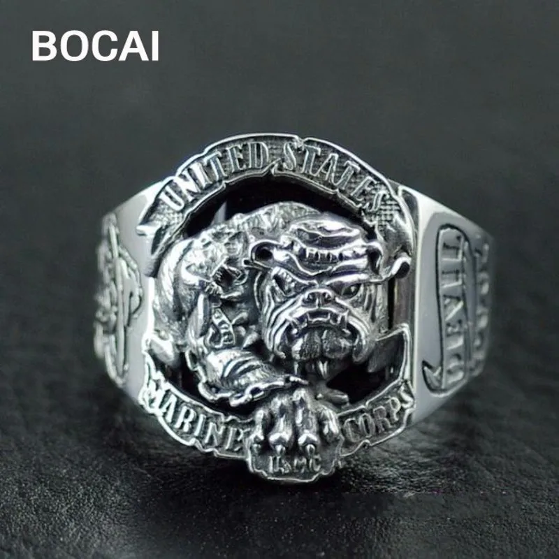 925 Sterling Silver Bulldog logo the United States Marine Corps rings men's new fashion silver ring | Украшения и аксессуары