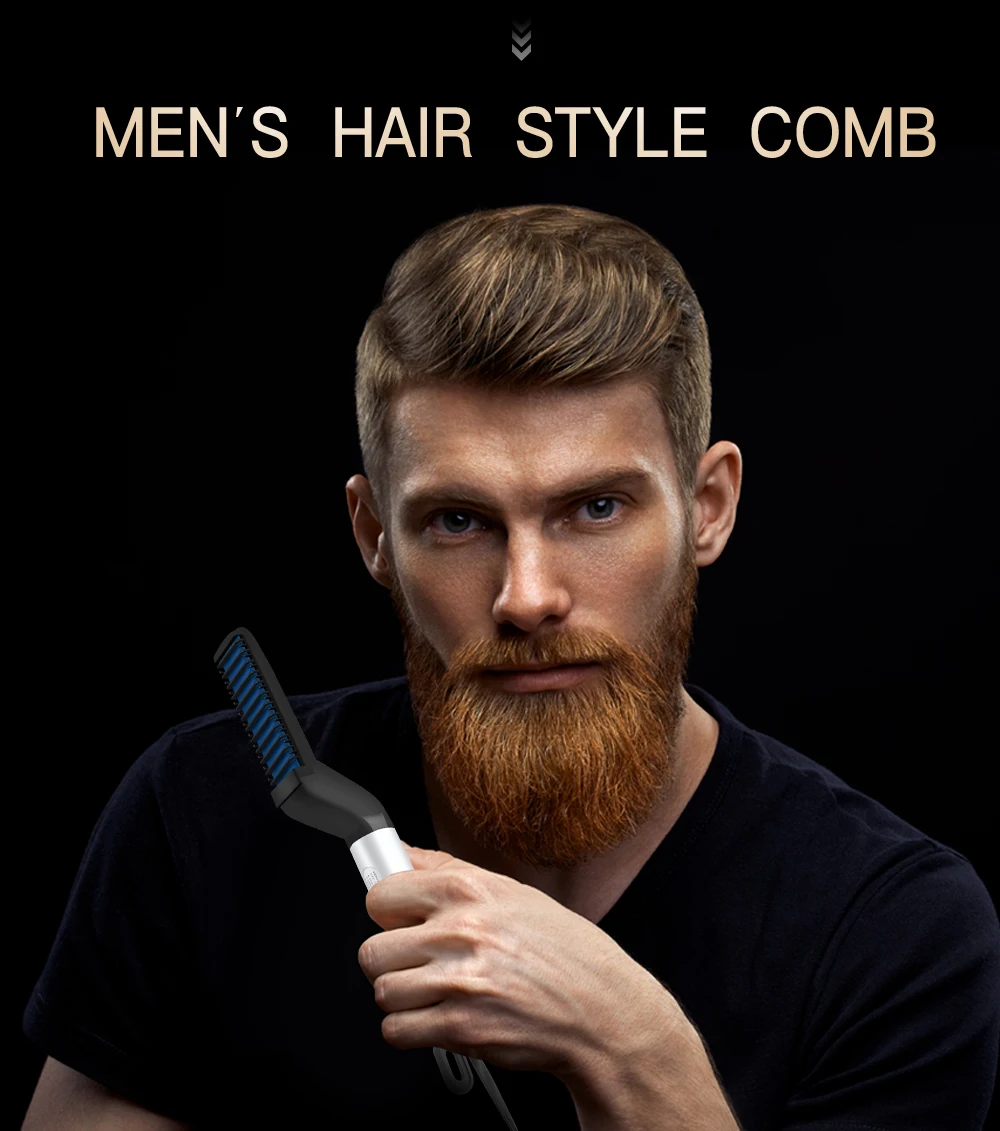 

Man Multifunctional Hair Comb Brush Beard Straightener Hair Straighten Electric Beard Straightening Comb Quick Hair Styler