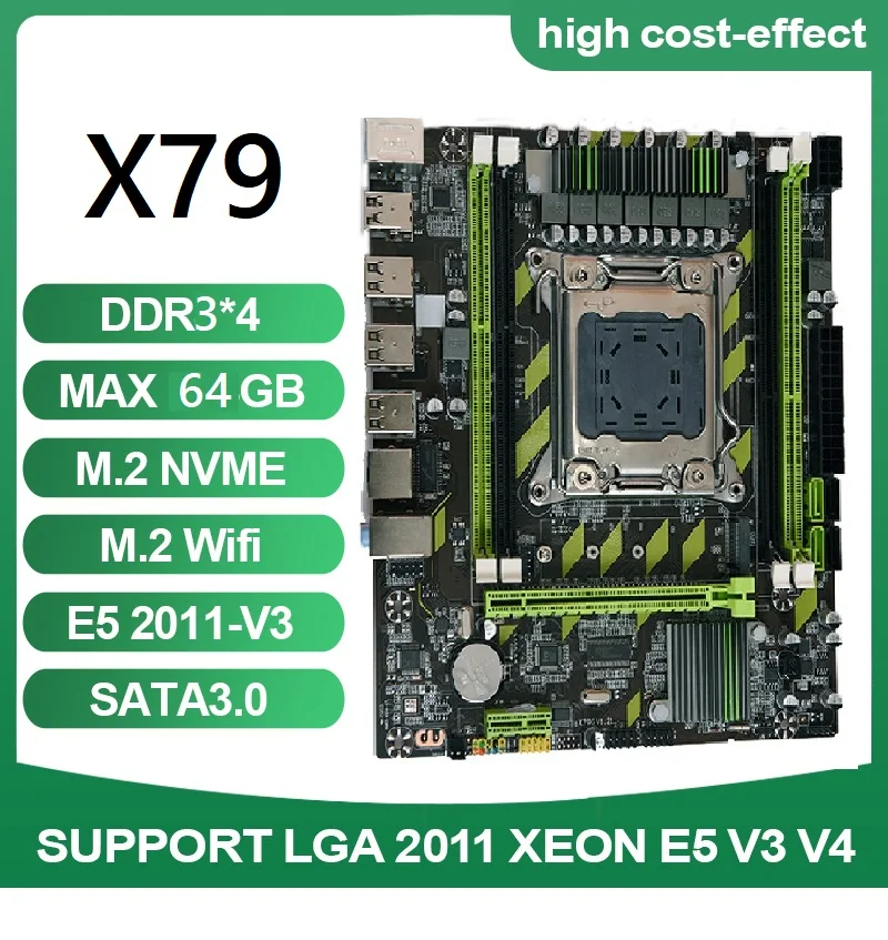 Материнская плата X79 LGA 2011 USB2.0 SATA3, поддержка памяти REG ECC и процессора Xeon E5, 4DDR 3 ЦП, 4 шт. x 4 ГБ = 16 ГБ, материнская плата