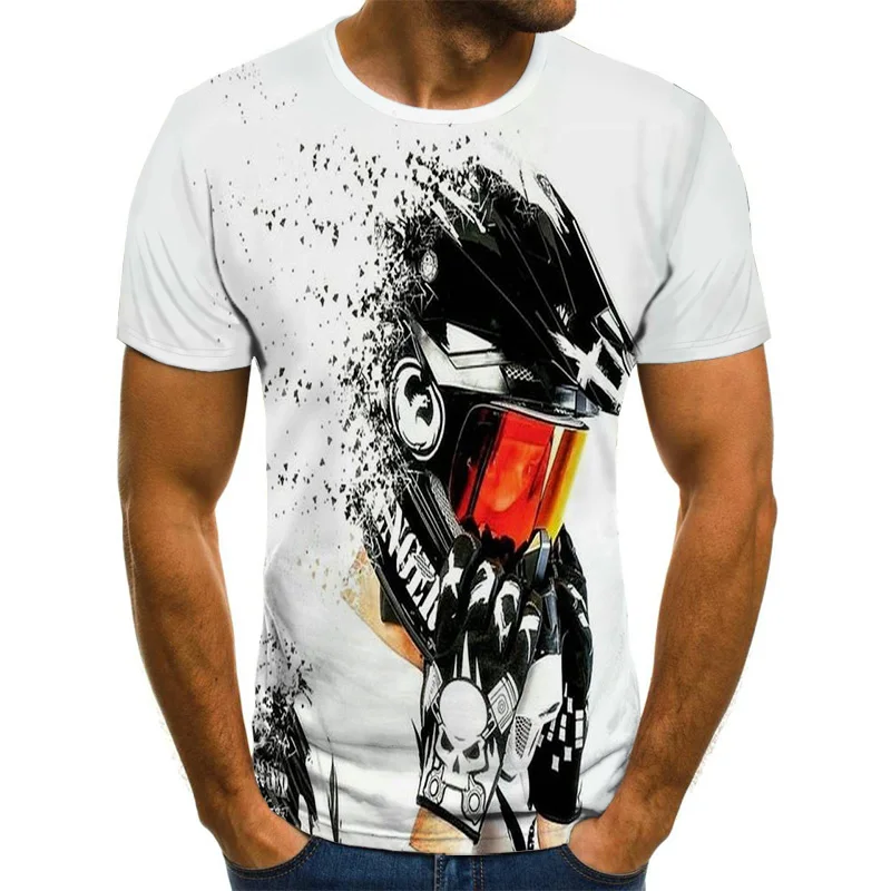 

2021 New Motorcycle Graphic T-shirt Men's Punk Wind Tops 3D Racer Men's T-shirt Summer Fashion O-neck Shirt Plus Size Streetwear