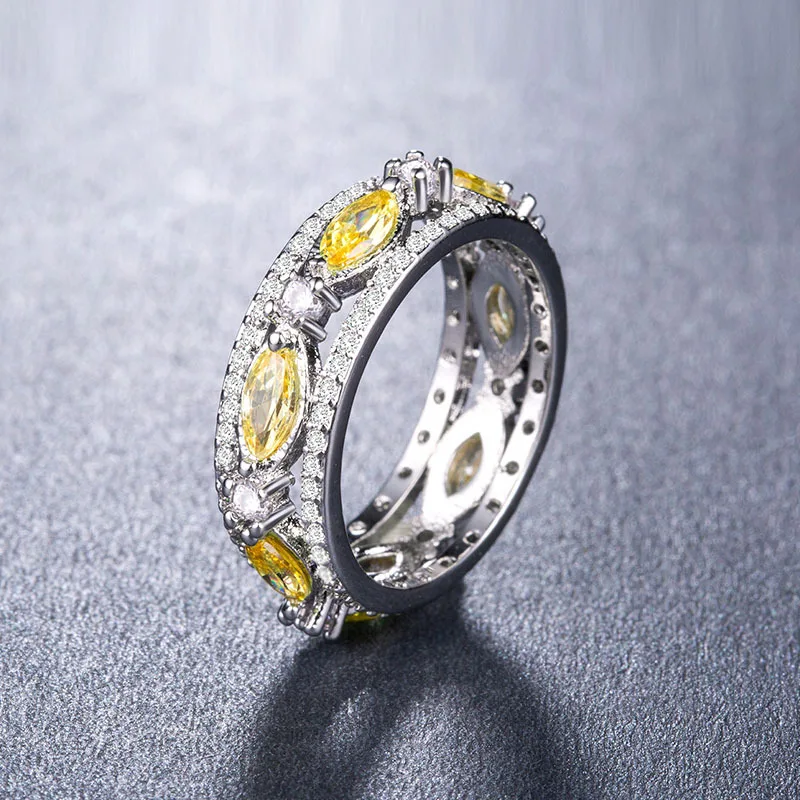 Женское кольцо с овальным камнем Visisap инкрустированное желтым роскошное в ретро