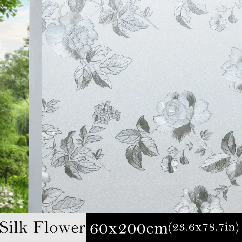Silk Flower 60x200cm DICOR 40/50/60*200 см тиснением Декоративная пленка Водонепроницаемый матовый оконная пленка для окна конфиденциальности статического цепляться Стекло наклейки - Цвет: Silk Flower 60x200cm