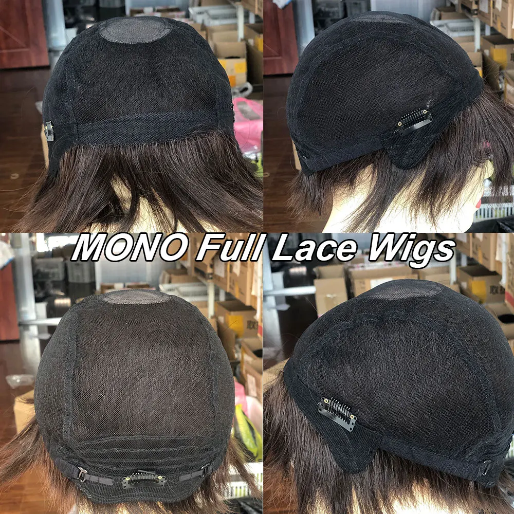 

Short 100% Human hair Wigs with Bangs Dark Brown Pixie Cut Hair Cosplay Costume Straight Full Replacement Wig