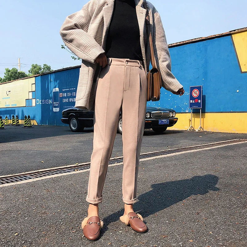 Женские зимние шерстяные брюки новинка 2019 эластичные женские повседневные