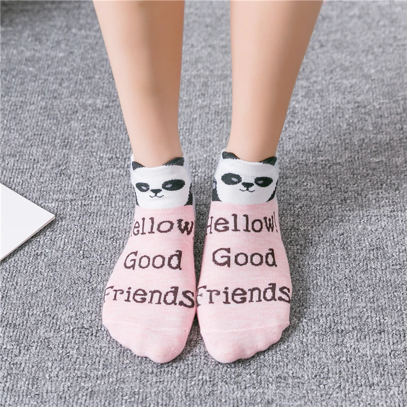 Носки до щиколотки с изображением животных из мультфильма Hellow Good Friends милые носки