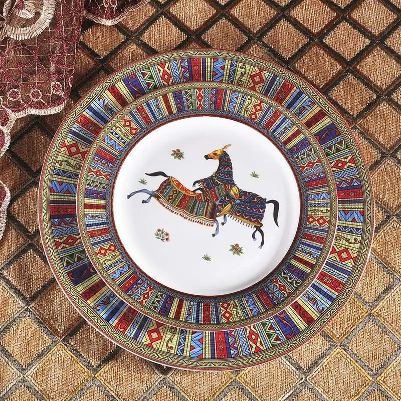 8 /10 дюймовые круглые фарфоровые тарелки вечерние для десерта|Блюдца и тарелки| |