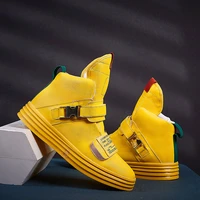 autumn winter yellow buckle high top sneakers men superstar comfort high shoes men casual hip hop fashion shoes zapatos hombre