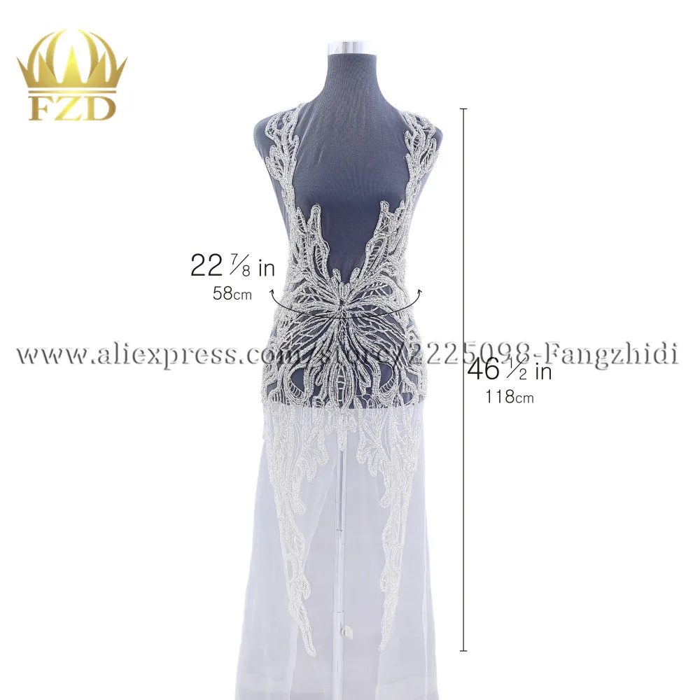 DRA-117 silver FANGZHIDI, 1 шт., длинные модные свадебные лифы, стразы, бусины для свадебных платьев, вечерних платьев - Цвет: DRA-117 silver