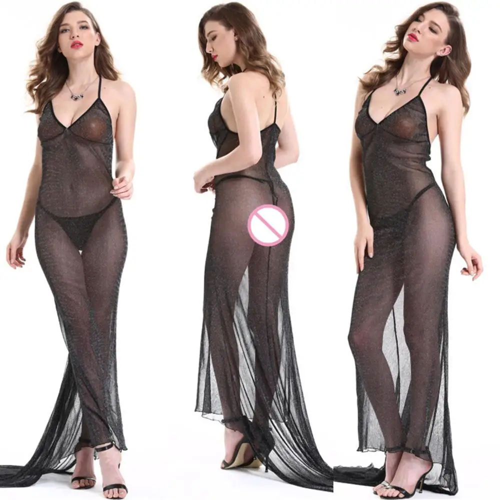 

Sexy Lingerie Sexy nightdress pajamas transparent Sling dress Perspective Mesh Nightgown For Women Exotic Dress pajamas Set New
