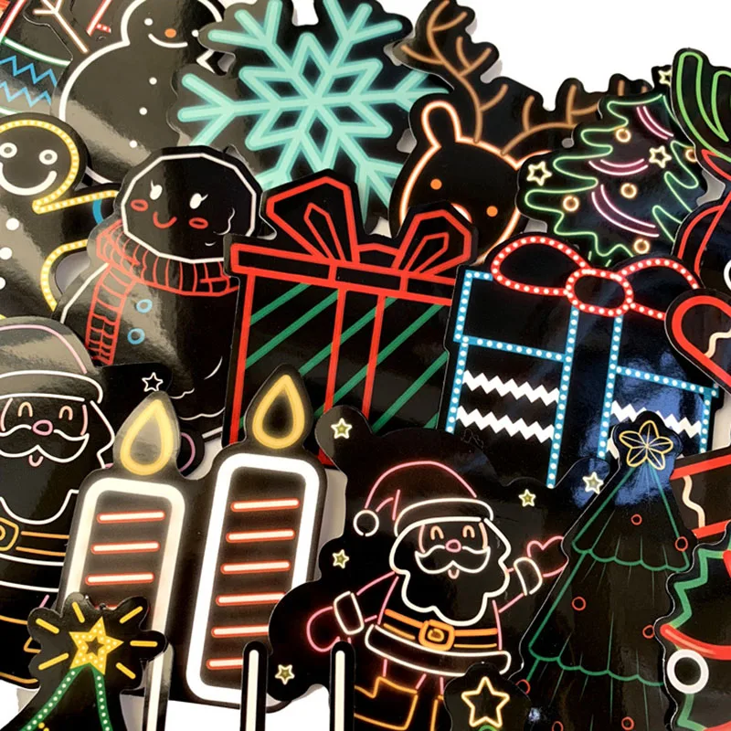 Неоновые рождественские наклейки для детей игрушек телефонов ноутбуков