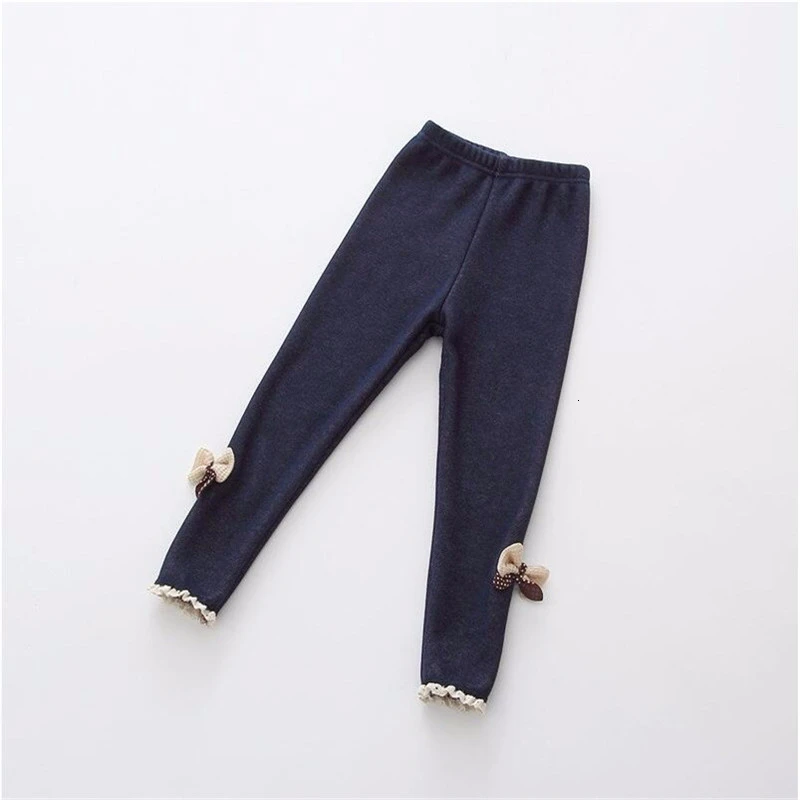 Штаны для девочек от 2 до 10 лет утепленные детские штаны флисовые с бантом и