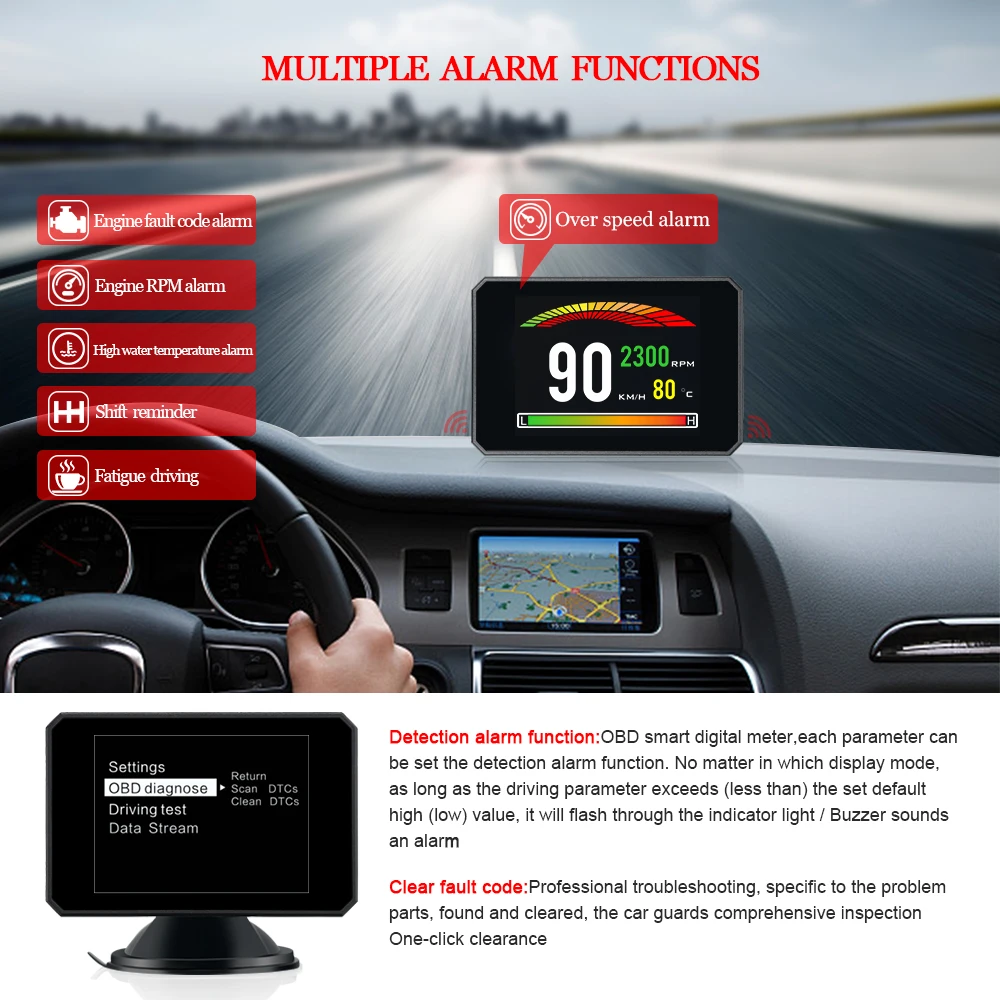 Проектор на лобовое стекло GEYIREN P16 5 8 TFT OBD проекционный дисплей цифровой