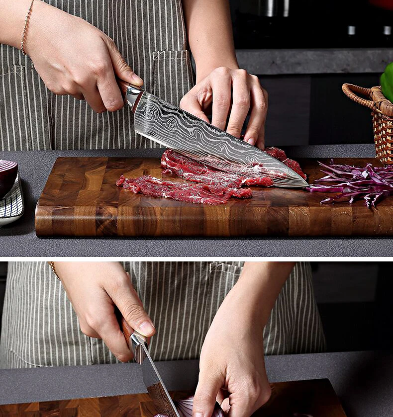 

GEMOTU 5cr15MOV Damascus pattern Japanese Knives AUS8 Steel sharp blade High Carbon High Meat Santoku knife chef kitchen knife