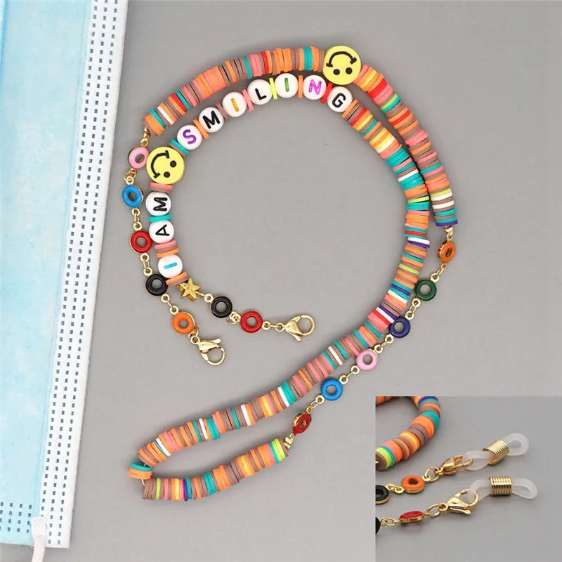 

CANNER Bohemian couple's Bracelet Cute Face Rainbow Soft Pottery Choker Colorful Surfer Bead Collar DIY Handmade Jewelry Gift