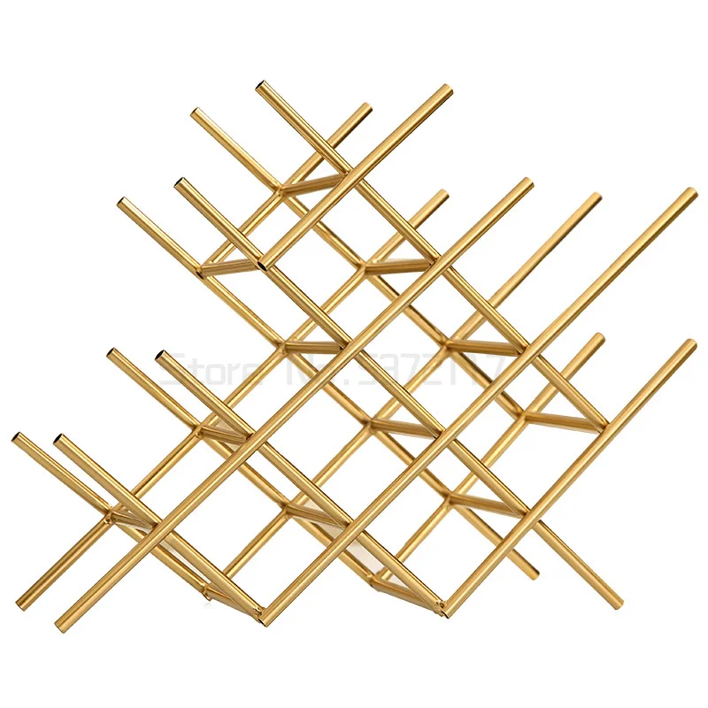 

Modern Geometry Metal Wine Holder Decorative Iron Art Grid Bottle Organizer Rack Kitchen Countertop Barware Handcraft Furnishing