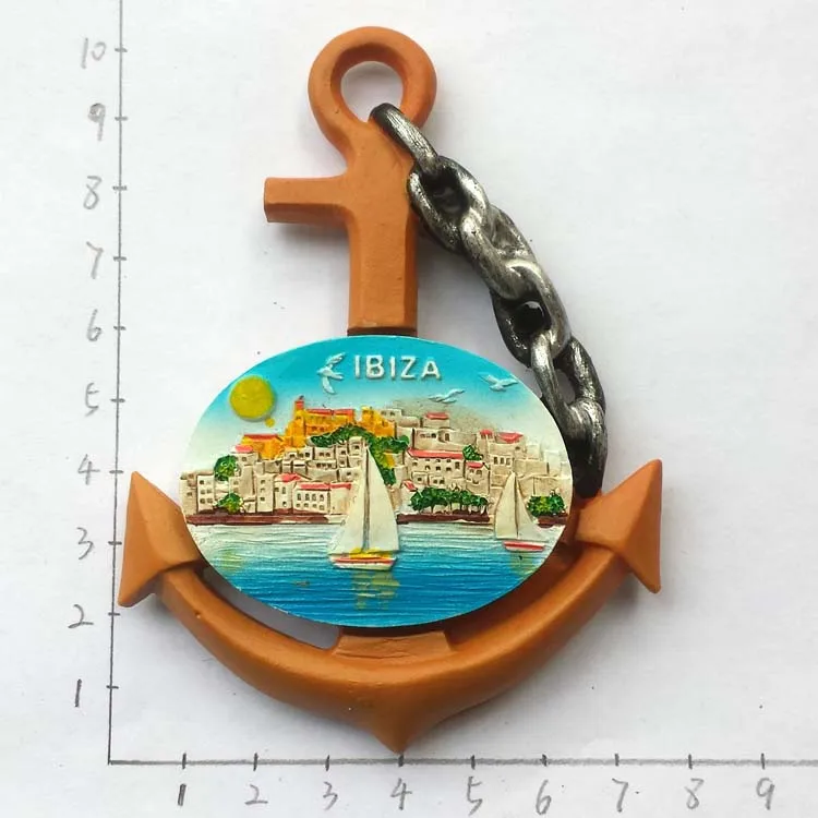 

Креативные наклейки QIQIPP для холодильника, лодки, якоря, Испании, Ibiza, туристические сувениры, магнитные наклейки