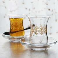turkish black tea cup single espresso glass dish tea set special decal pattern imported tulip cup