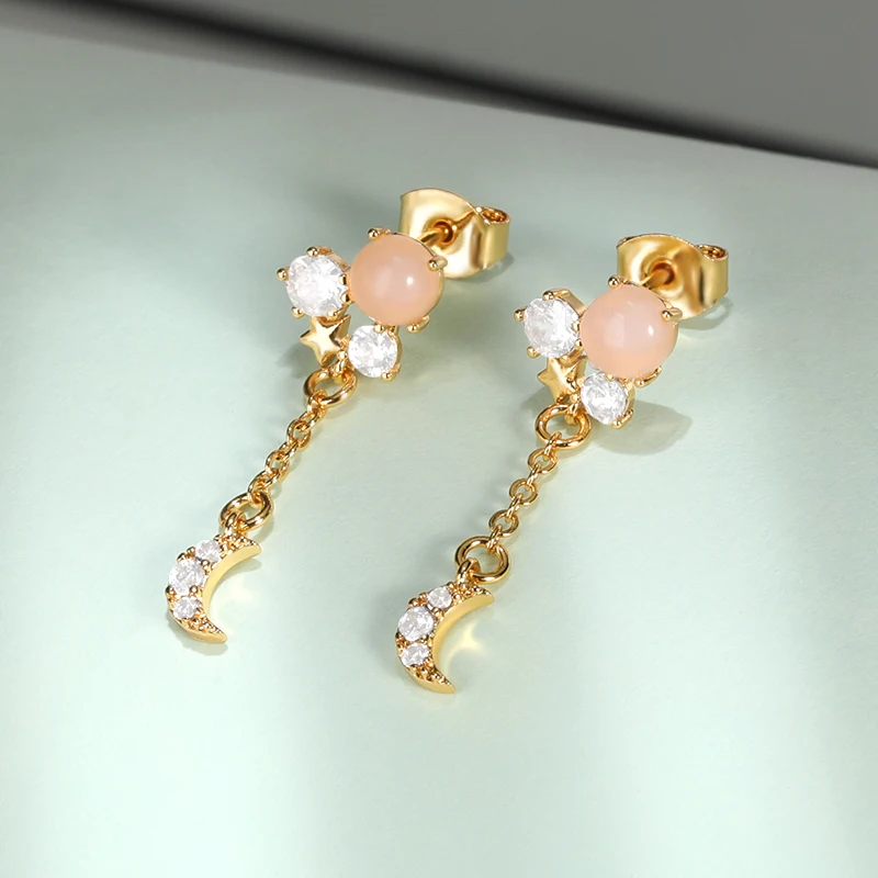 

Fine Crystal Trendy Exquisite Star Moon Long Tassel Dangle Earrings For Women Temperament Crystal Pendant Accessories Jewelry