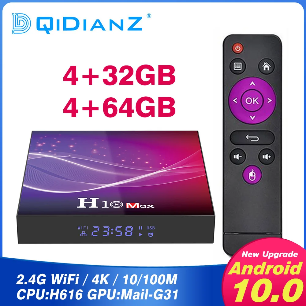 H10 MAX Android 10 Smart TV Quadcore cortex A53 Mali G31 MP2 smart tv box android SDRAM 4 Гб FLASH 32/64 ГБ box|ТВ-приставки и