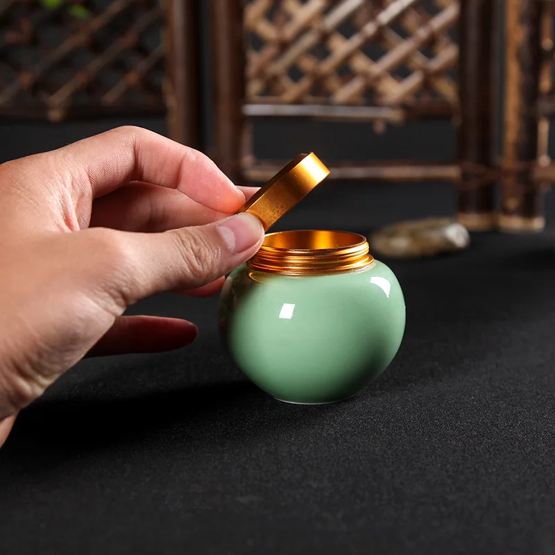 Качественный контейнер для хранения мини чайник из селадона удобный дорожный