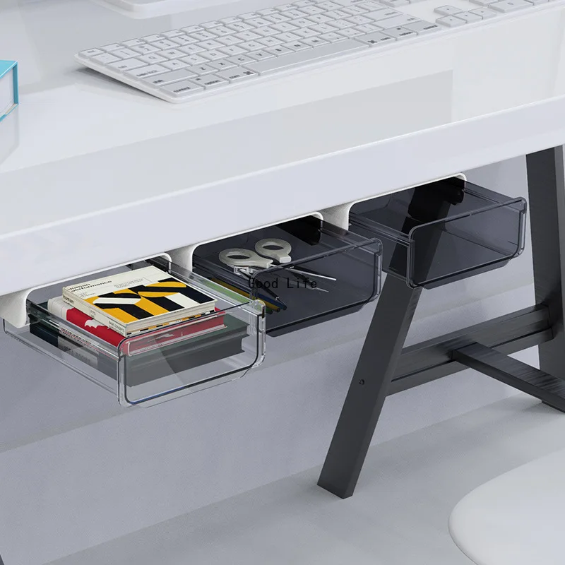 

2022 Drawer Pencil Tray Self-Adhesive Hidden Organizer Pen Box Barrel Sundries Storage Box Storage Drawers Office Drawer